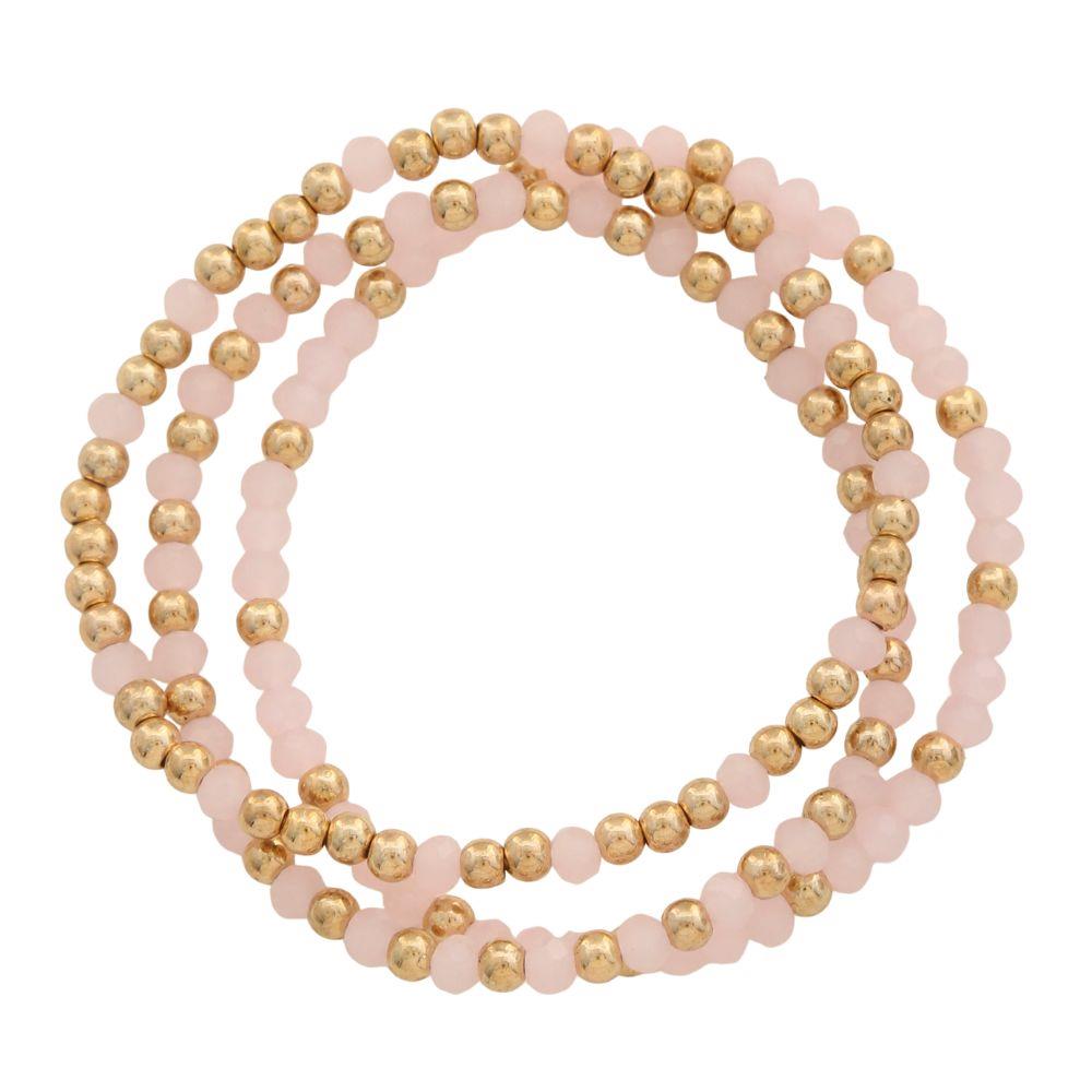 Pink and Gold Stretchy Bead Bracelet