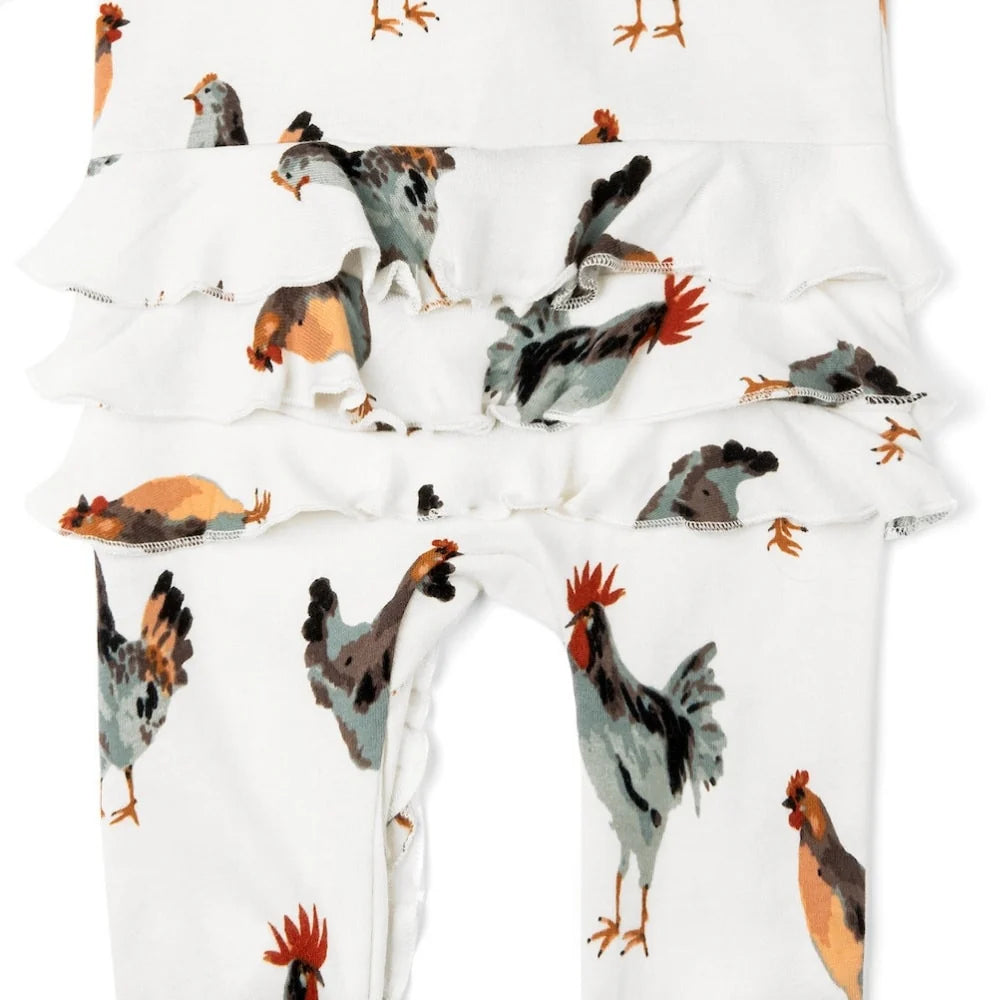Ruffle Footed Romper-Chicken