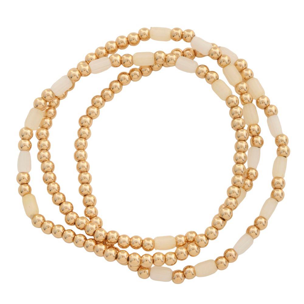 Opal and Gold Stretchy Bead Bracelet