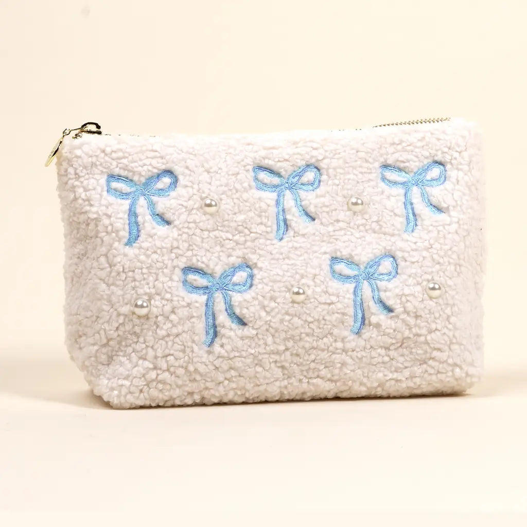 Blue Bows Teddy Pouch