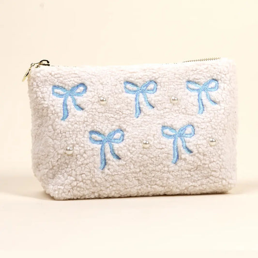 Blue Bows Teddy Pouch