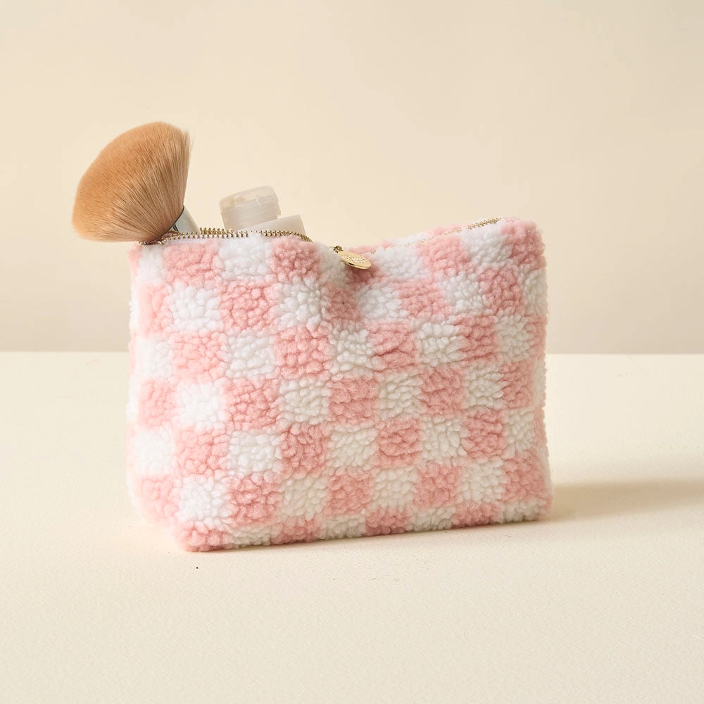 Blush Check Teddy Pouch
