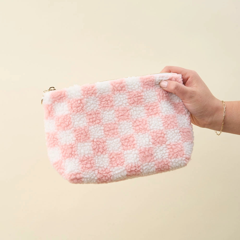Blush Check Teddy Pouch