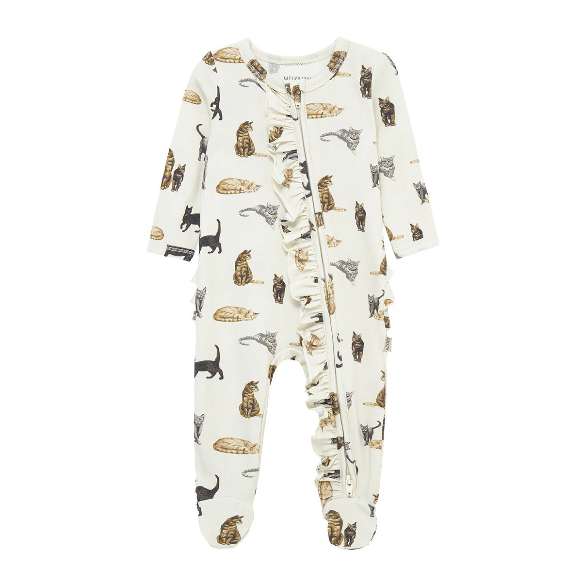 Cat Cotton Stretch Ruffle Romper