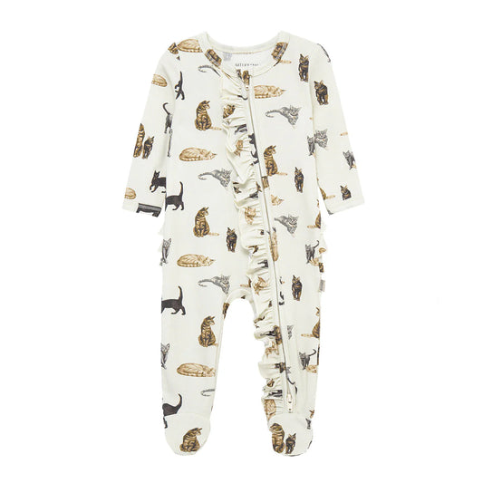 Cat Cotton Stretch Ruffle Romper