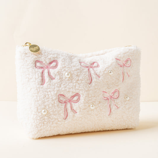 Pink Bows Teddy Pouch