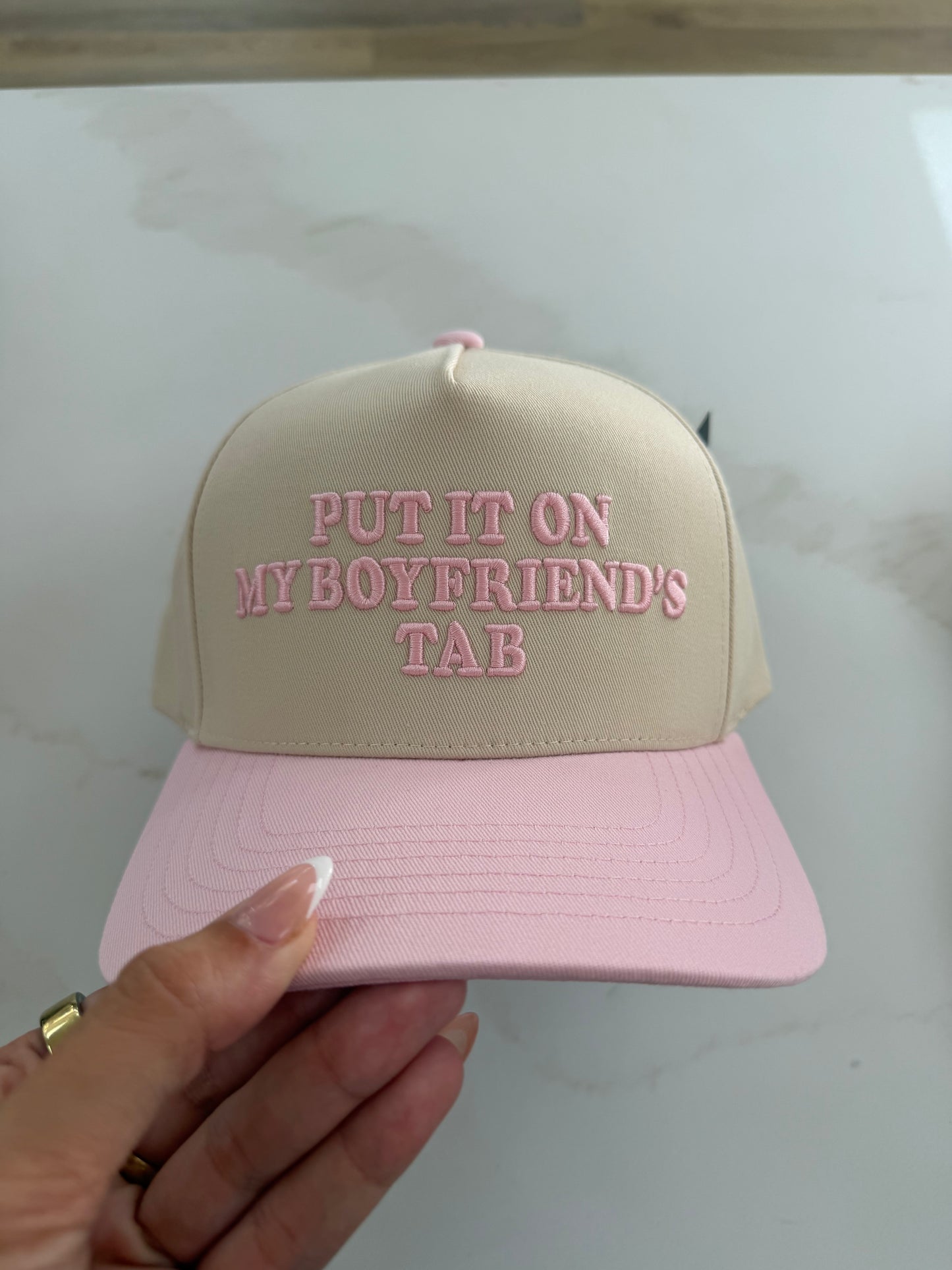 Put It On My Boyfriend's Tab Trucker Hat