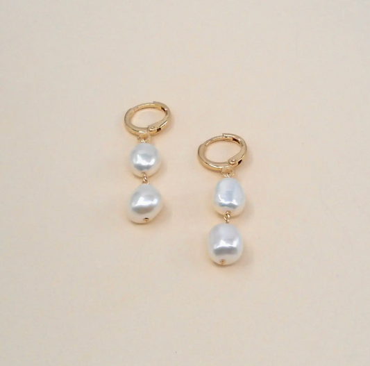 Double Pearl Hoops