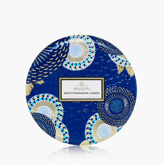 Mediterranean Lemon- 3 Wick Tin Candle