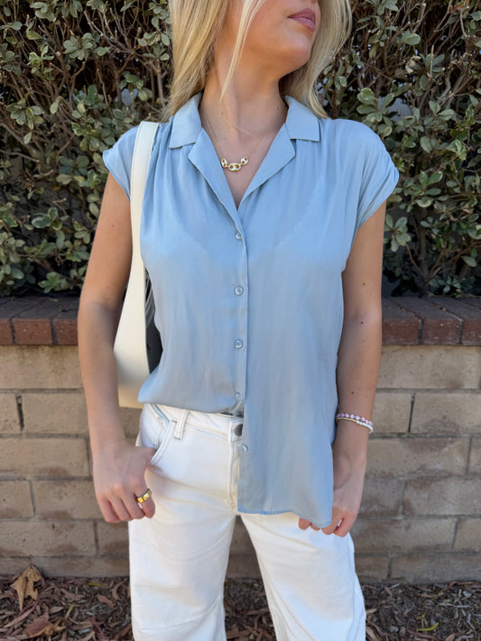 Button Down Cap Sleeve