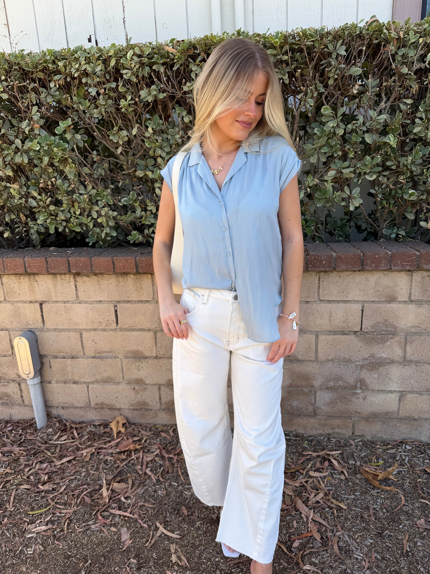 Button Down Cap Sleeve
