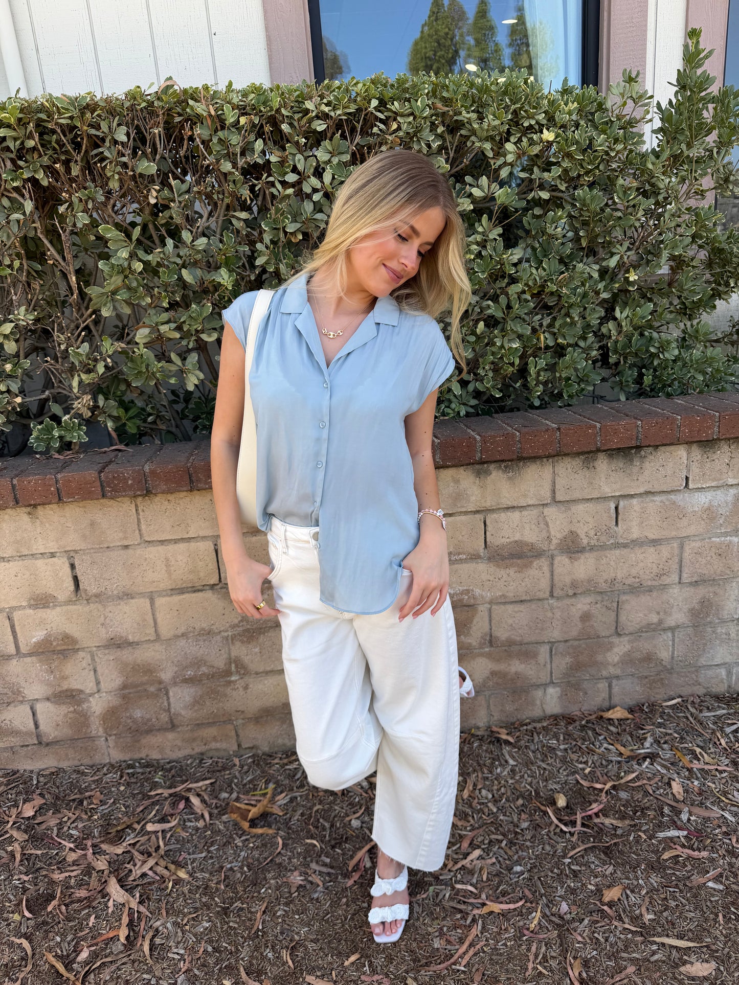 Button Down Cap Sleeve