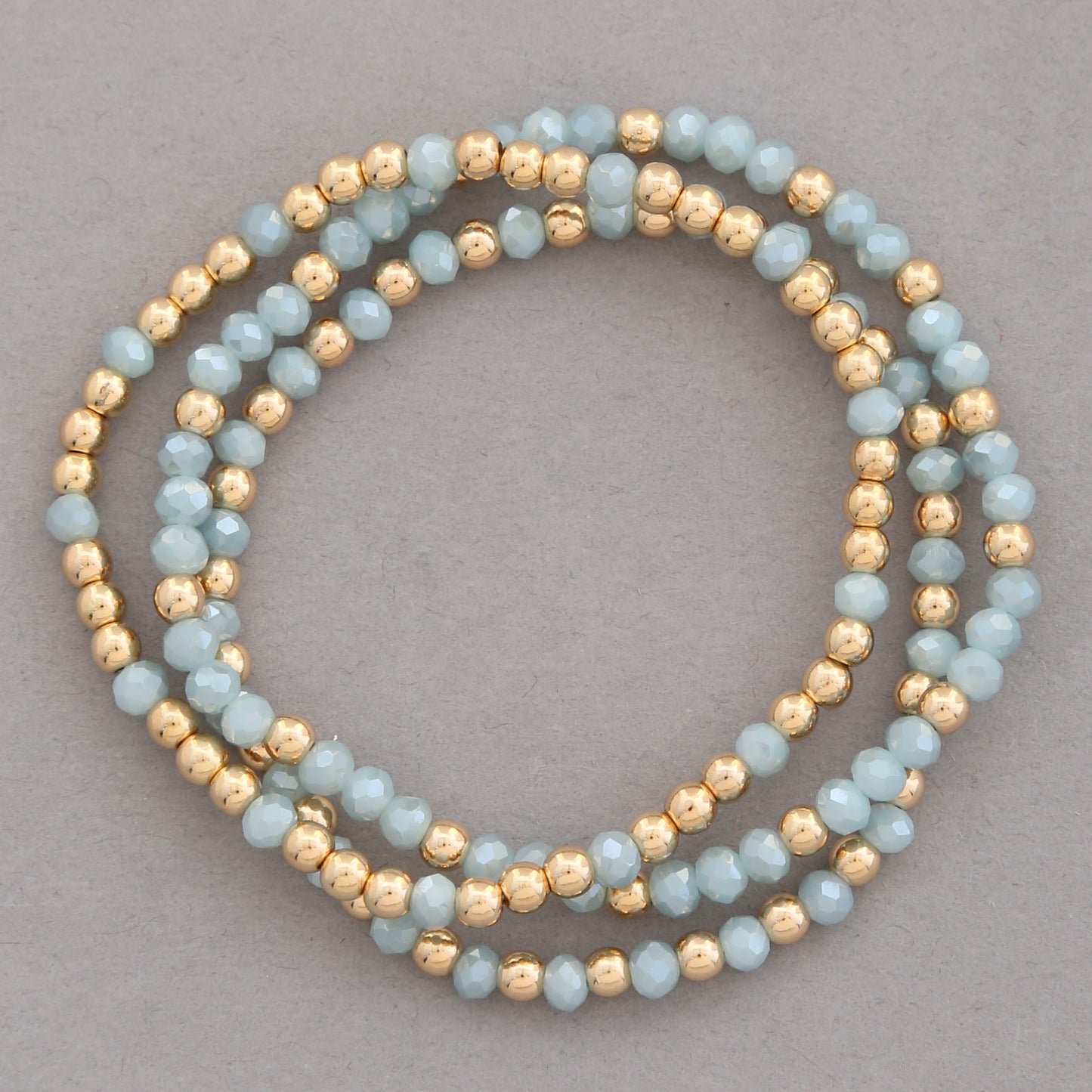 Blue and Gold Stretchy Bead Bracelet