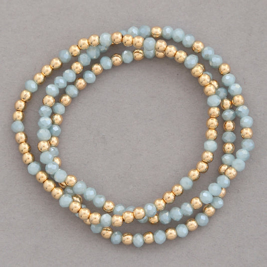 Blue and Gold Stretchy Bead Bracelet