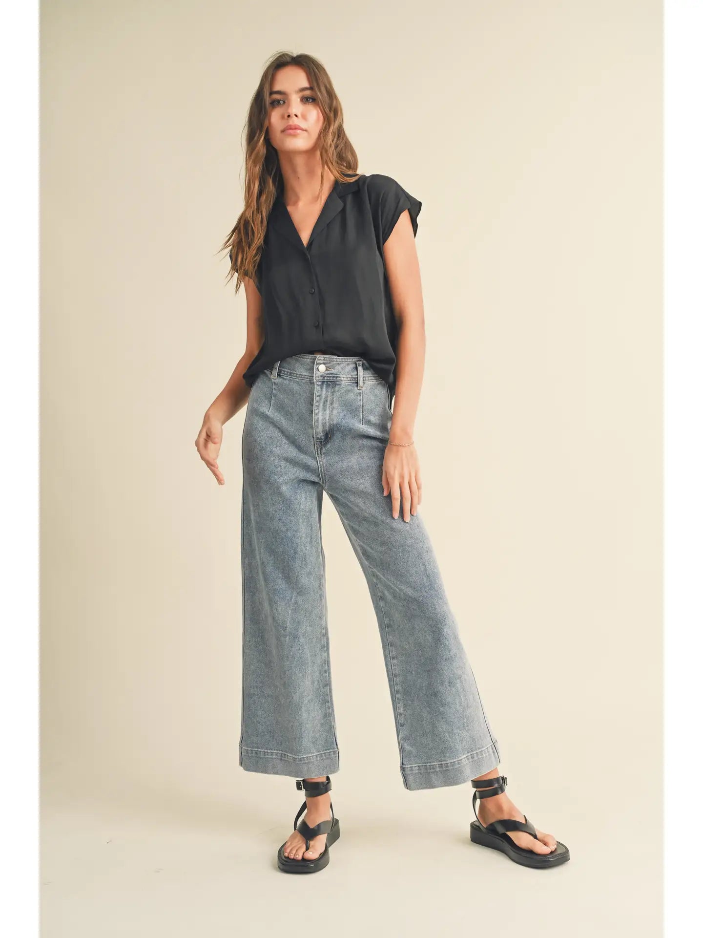 Button Down Cap Sleeve
