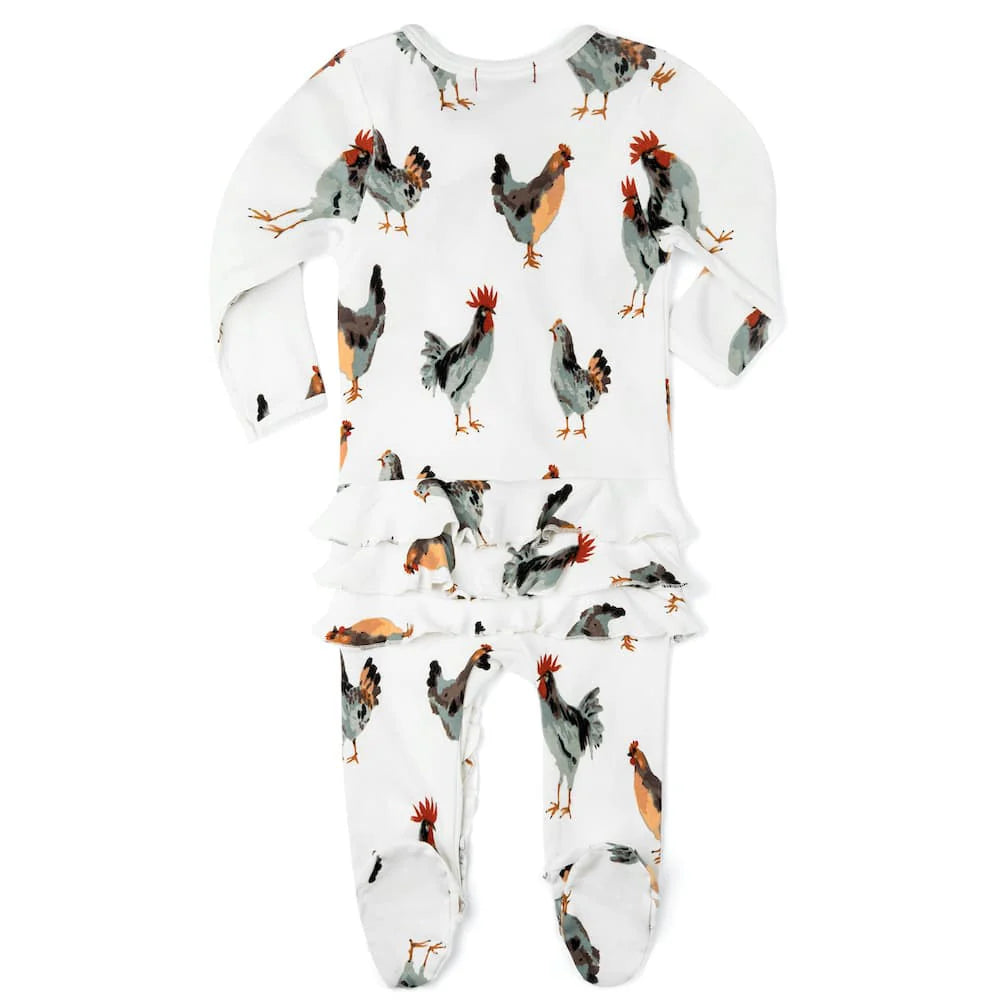 Ruffle Footed Romper-Chicken