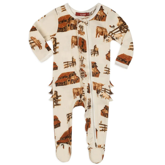 Ruffle Footed Romper-Homestead