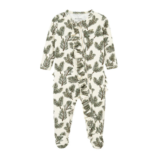 Pine Ruffle Footed Romper